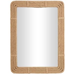 48 in. x 36 in. Rope Rectangle Framed Brown Wall Mirror