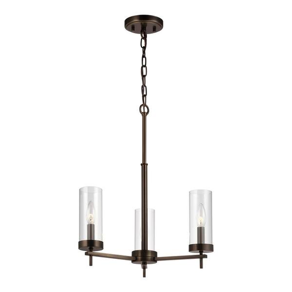 Generation Lighting Zire 3Light Brushed Oil Rubbed Bronze Candlestick Chandelier with Clear