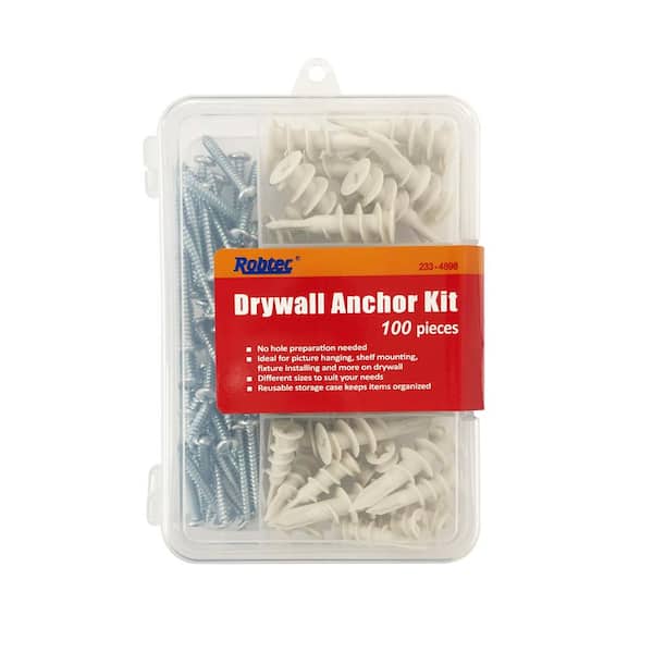 Robtec 3/8 in. x 1-1/41 in. to 5/8 in. Drywall Anchor Assortment Pack (100-Pack)