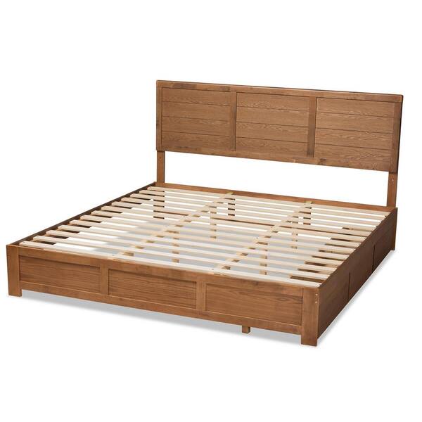 Baxton Studio Lisa Ash Walnut King Storage Bed 180-9427-9622HD 