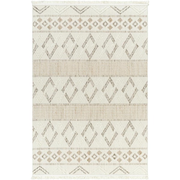 New Delhi Light Beige/Gray 8 ft. x 12 ft. Geometric Indoor Area Rug