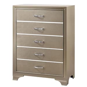 33.8 in. Gold 5-Drawer Chest of Drawers