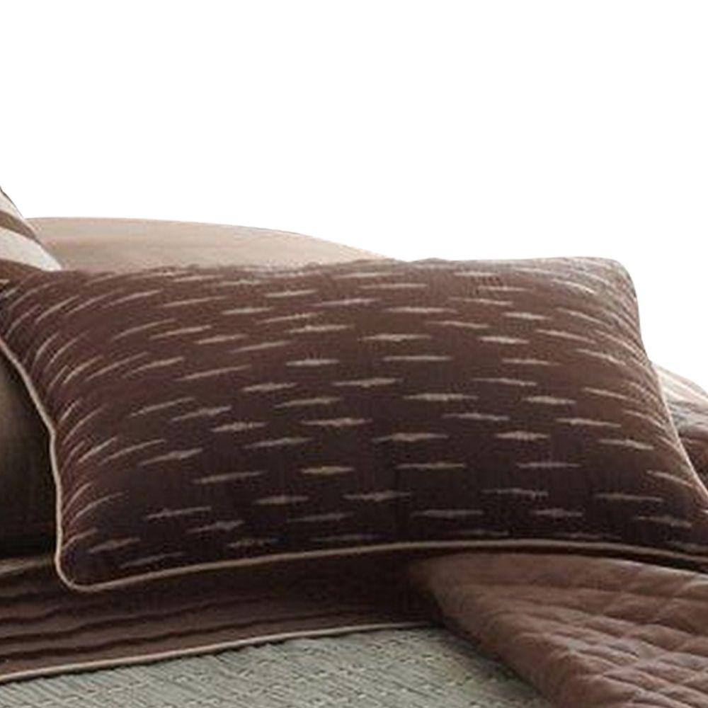 Gray and Brown Microfiber Queen Comforter Set with Pleats