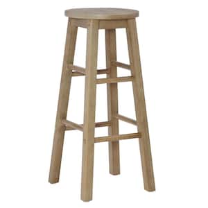 Lopes 29 in. H Graywash Backless Wood frame Round seat Barstool