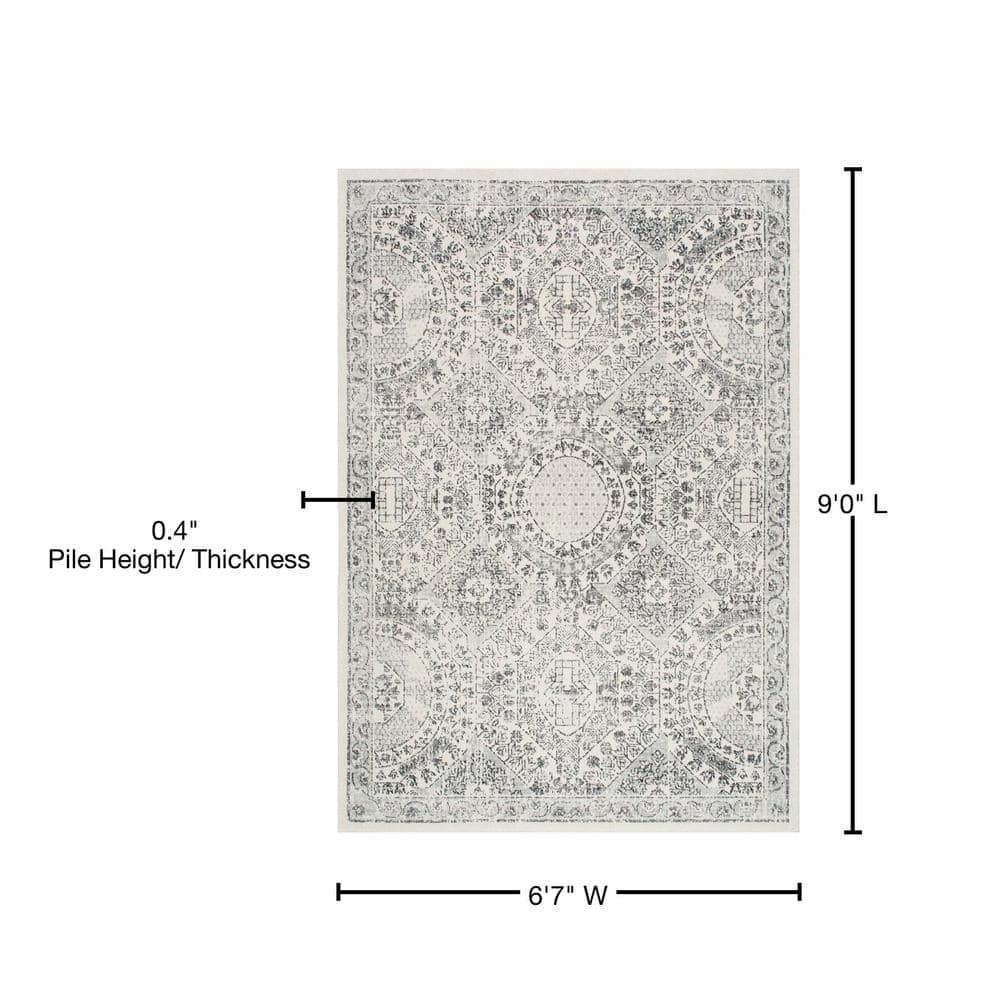 Gray 6' x 9' Synthetic Stain-Resistant Area Rug