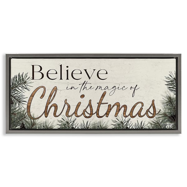 Stupell Industries Magic Of Christmas Phrase by Susie Boyer 1-Piece Floater Frame Graphic Print Typography Poster Art Print 31 in. x 15 in.