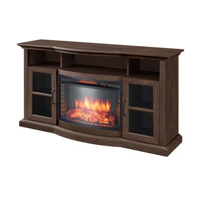 Barden 59 in. Freestanding Electric Fireplace TV Stand in Antique Coffee