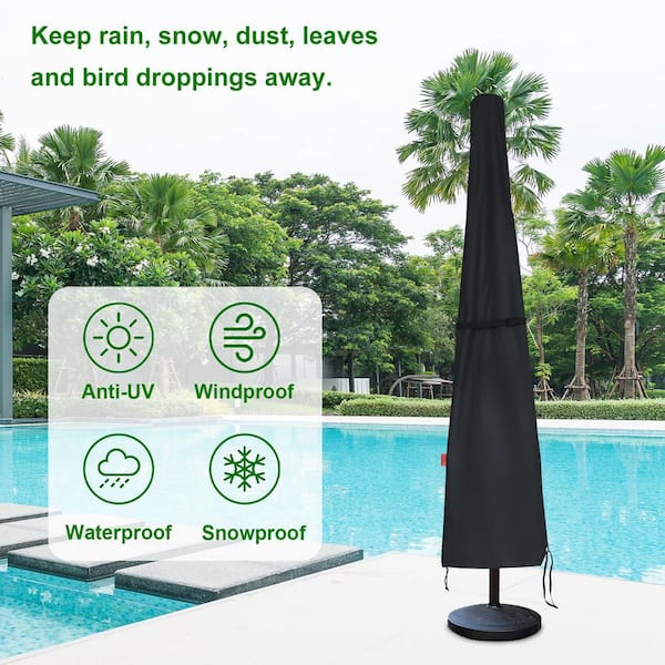 OGETFUUR Patio Umbrella Cover with Support Pole Fits Market Umbrella 7 ft. to 10 ft., Waterproof Fade Resistant Covers