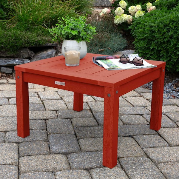 Highwood Adirondack Rustic Red Square Recycled Plastic Outdoor Side Table