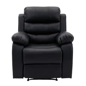 33.5 in. W Big and Tall Black Faux Leather Standard Recliner Chair