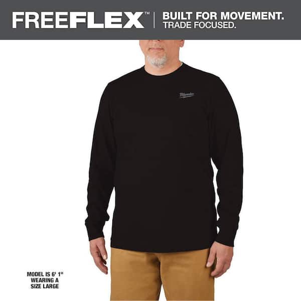 Men's 2X-Large Black Cotton/Polyester Long-Sleeve Hybrid Work T-Shirt