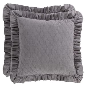 Grey Stonewash Diamond Quilting Cotton Euro Sham (Set of 2)