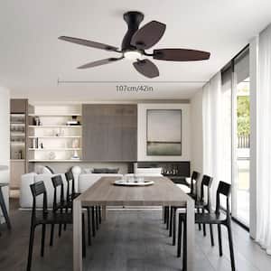 42 in. Indoor Black Modern 6-Speed Ceiling Fan with 3-Color Integrated LED, Reversible Motor and Remote