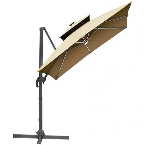ITOPFOX 6.1 ft. Steel Beach Umbrella in Brown with 4 Position Tilt