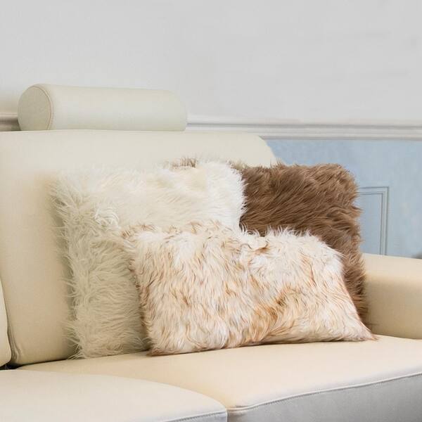 tan faux fur pillow