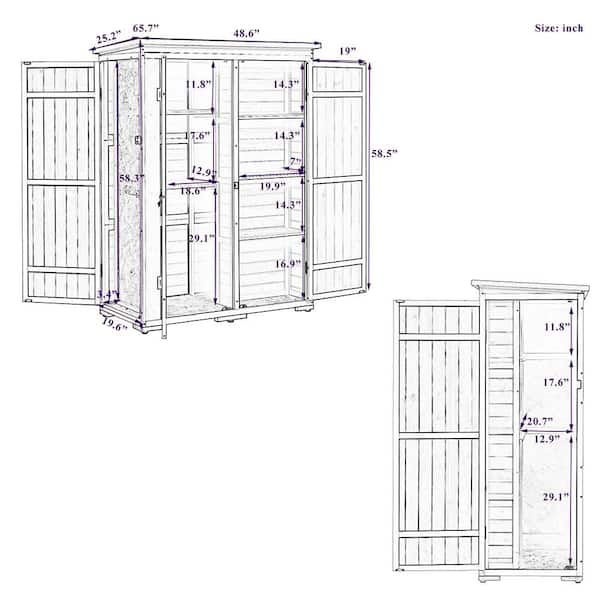 6 ft. W x 4 ft. D Wood Shed with Double Door (24 sq. ft. )