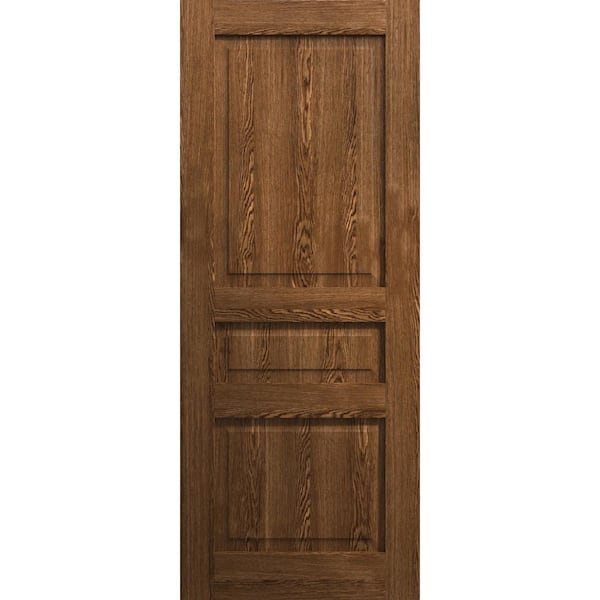 32 in. x 96 in. Cognac Oak Solid Wood Interior Door Slab With Hardware
