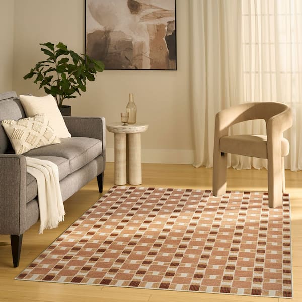 Nordic Rust 5 ft. x 7 ft. Geometric Contemporary Area Rug