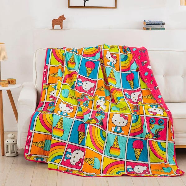 THE NORTHWEST GROUP Hello Kitty Rainbow Red Twin Quilted Blanket