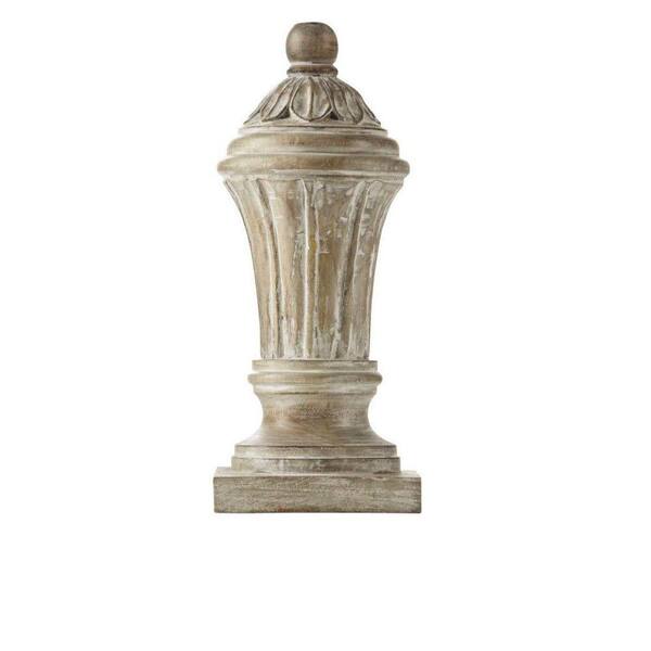 Home Decorators Collection Dashka 12 in. H Decorative Wood Finial in White Wash