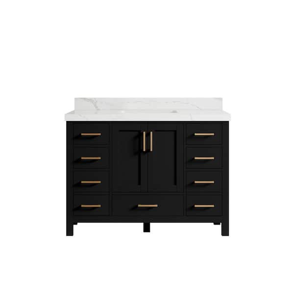 Willow Collections Malibu 48 in. W x 22 in. D x 36 in. H Single Sink Bath Vanity in Black with 2 in. Calcutta Laza Top