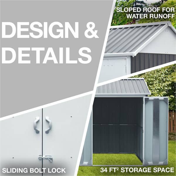 Galvanized Steel Nordic Storage Shed, 6 Ft Garage Door For Shed