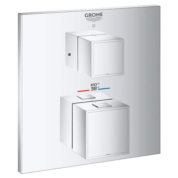 Grohtherm Cube Dual Function 2-Handle Trim Kit in StarLight Chrome (Valve Not Included)