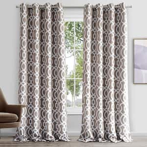 Trellis Printed Design 54" x 84" Black out Single Window Panel in Taupe