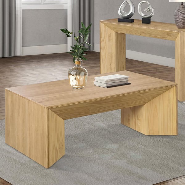 Harold 53 in. Natural Oak Finish Rectangle Wood Coffee Table