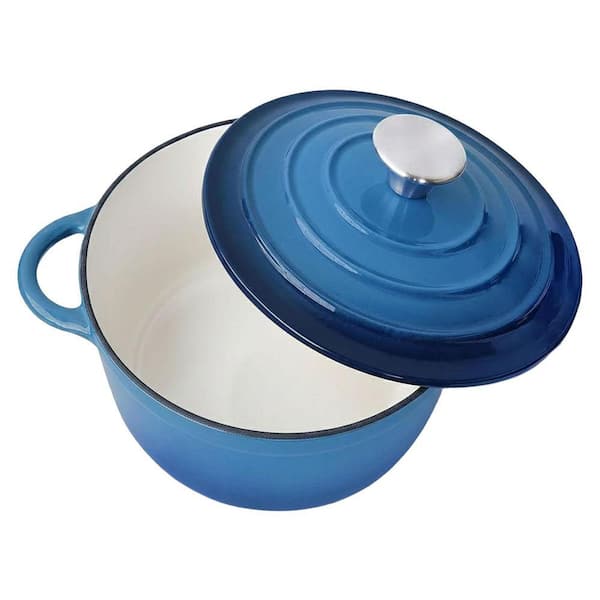 4.5 qt. Cast Iron Round Dutch Oven with Enamel Coating in Aqua with Lid, Excellent Heat Retention, 1-Piece