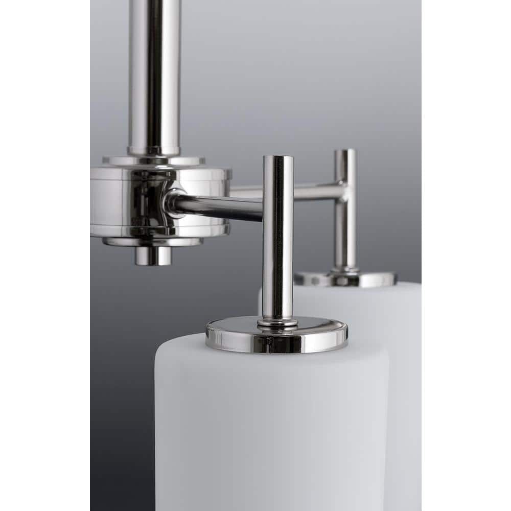 Polished Nickel 5-Light Chandelier with White Glass Shades
