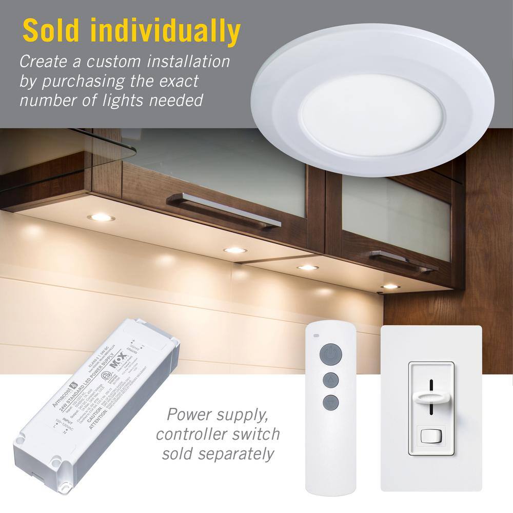 Wafer Thin Bright White LED Puck Light with Polished Chrome Finish