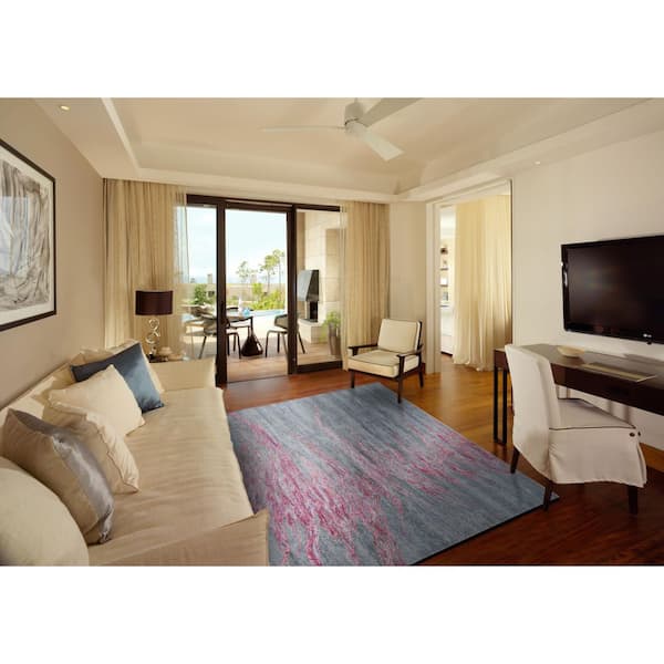 5 ft. x 8 ft. Red and Gray Abstract Hand Tufted Area Rug