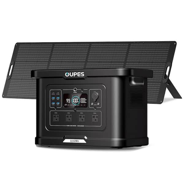2400-Watt Output/4500W Peak Solar Generator 2232Wh Exodus 2400-Push Button Start Battery LiFePO4 w/ 220W Solar Panel