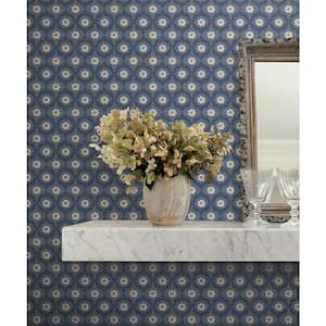 Emma Navy Blue Metallic Non-Pasted Wallpaper