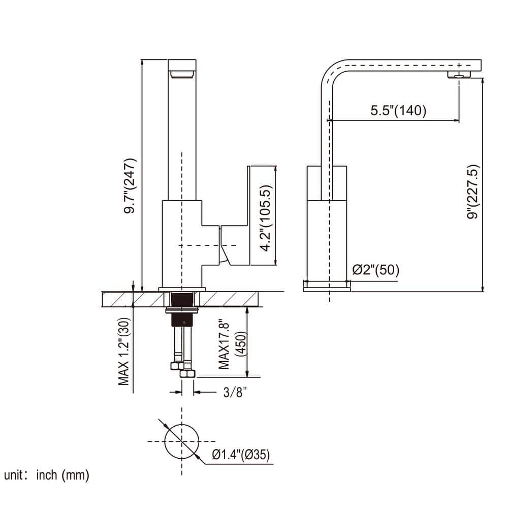 Brushed Nickel Stainless Steel Single Handle Bar Faucet