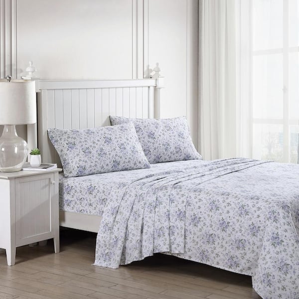 Laura Ashley Evie 4-Piece Yellow Cotton Full Sheet Set