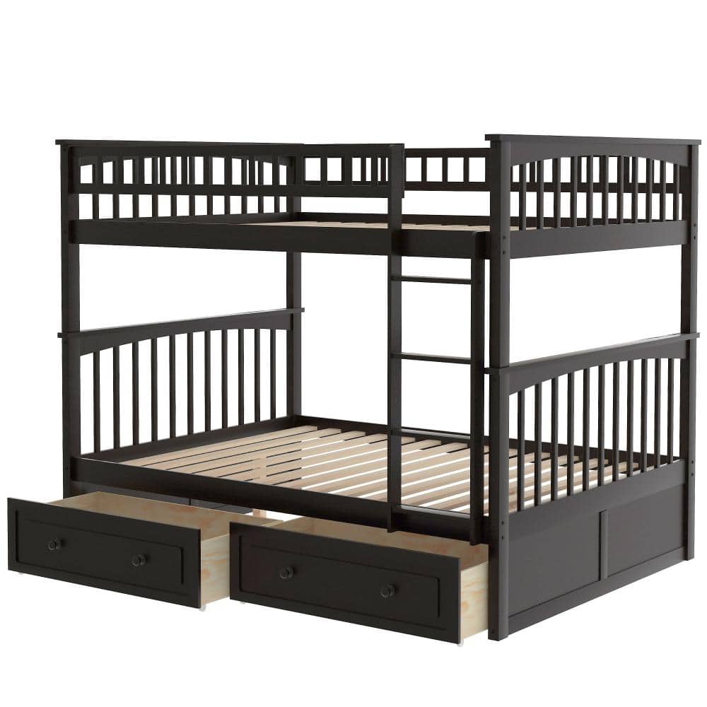 Espresso Wood Full over Full Bunk Bed with Drawers and Convertible Beds price history on PriceWatchPro