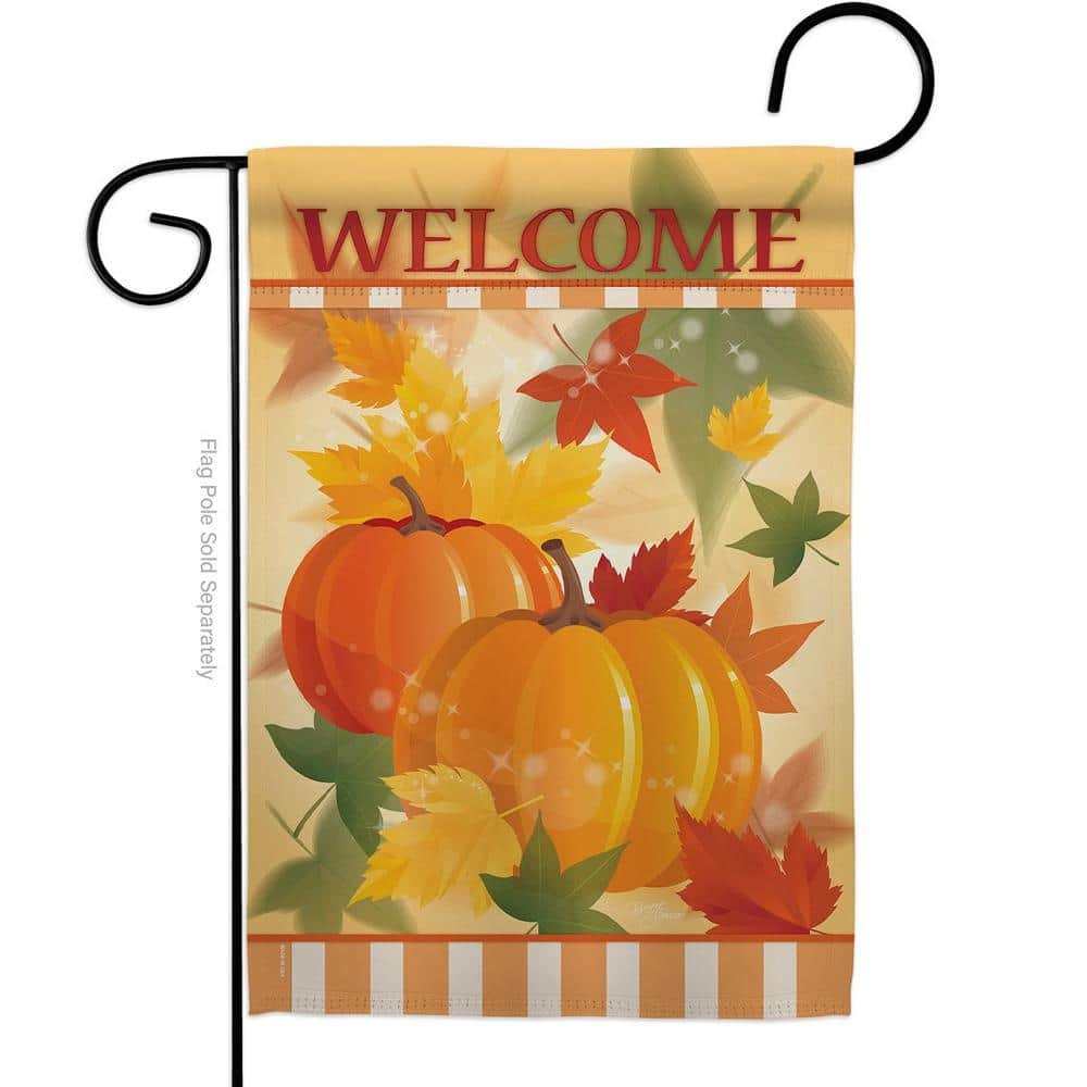 Breeze Decor 13 in. x 18.5 in. Welcome Fall Pumpkins Garden Flag Double ...