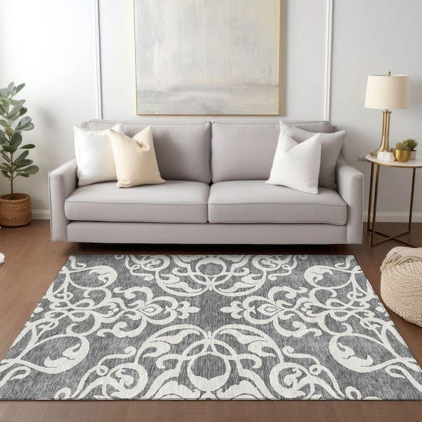 Chantille Machine Washable Indoor/Outdoor Abstract ACN973 Gray 8 ft. x 10 ft. Area Rug