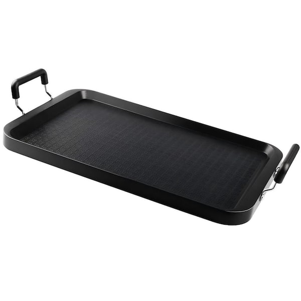 Stove Top Flat Griddle, 17 Inch Aluminum 2 Burner Griddle Pan, Non Stick Pancake Pan for Stove Top Grill Outdoor Camping