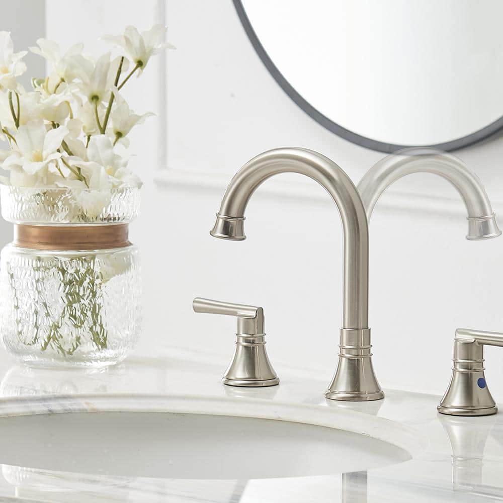 Elegant Brushed Nickel Widespread 2-Handle Bathroom Faucet