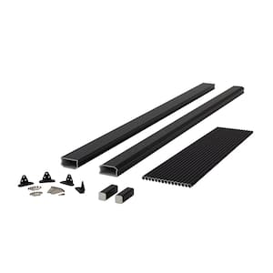 BRIO 42 in. x 72 in. (Actual: 42 in. x 70 in.) Black PVC Composite Line Railing Kit w/Round Aluminum Black Balusters