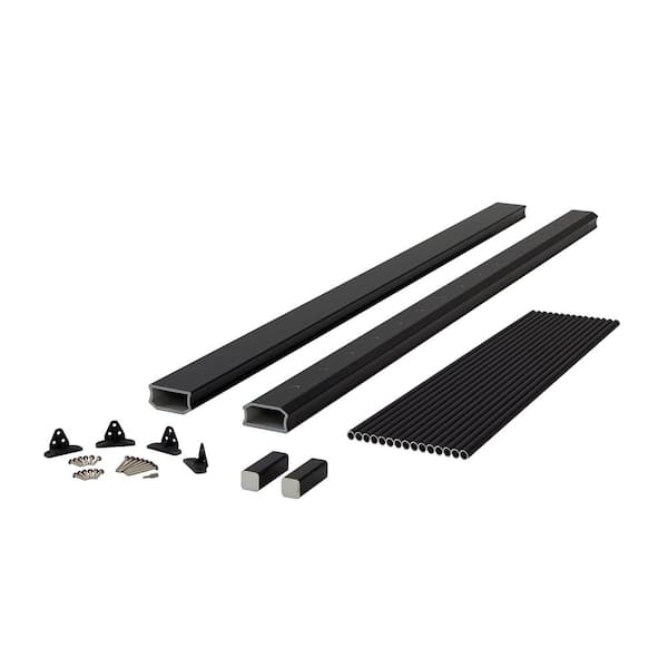 Fiberon BRIO 42 in. x 72 in. (Actual: 42 in. x 70 in.) Black PVC Composite Line Railing Kit w/Round Aluminum Black Balusters