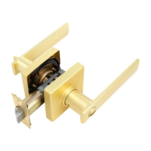TOLEDO European Privacy Bed/Bath Satin Brass Lugo Door Lever Set