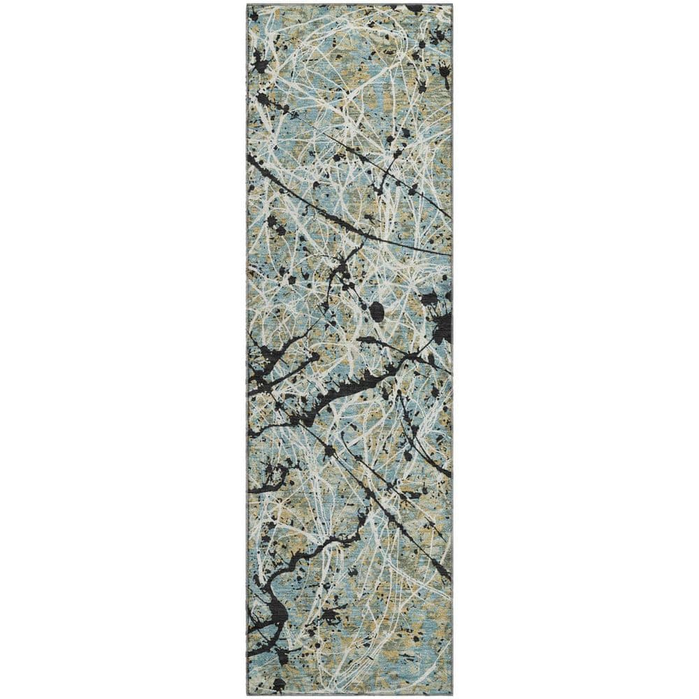 Mayfield Premium Machine Washable Abstract AMF2389 Teal 2 ft. x 7 ft. Runner Rug price history on PriceWatchPro