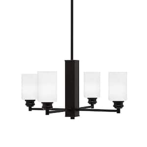 Albany 21.75 in. 4 Light Espresso Chandelier with White Marble Glass Shades