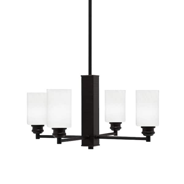 Unbranded Albany 21.75 in. 4 Light Espresso Chandelier with White Marble Glass Shades
