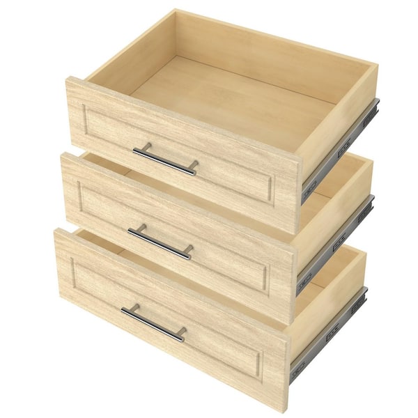 Closet Evolution 8 in. H x 24 in. W Wood Drawer Kit Modern Raised Harvest Grain 3 PK.