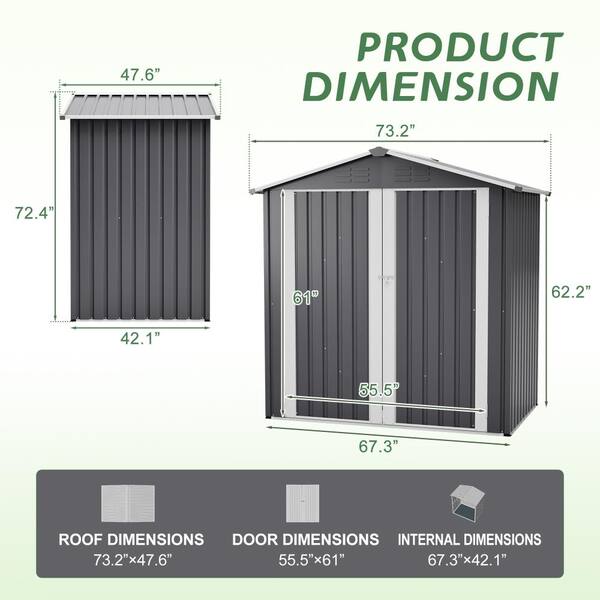 SUNRINX 6.0 ft. x 4.0 ft. Metal Outdoor Storage Shed with Lockable